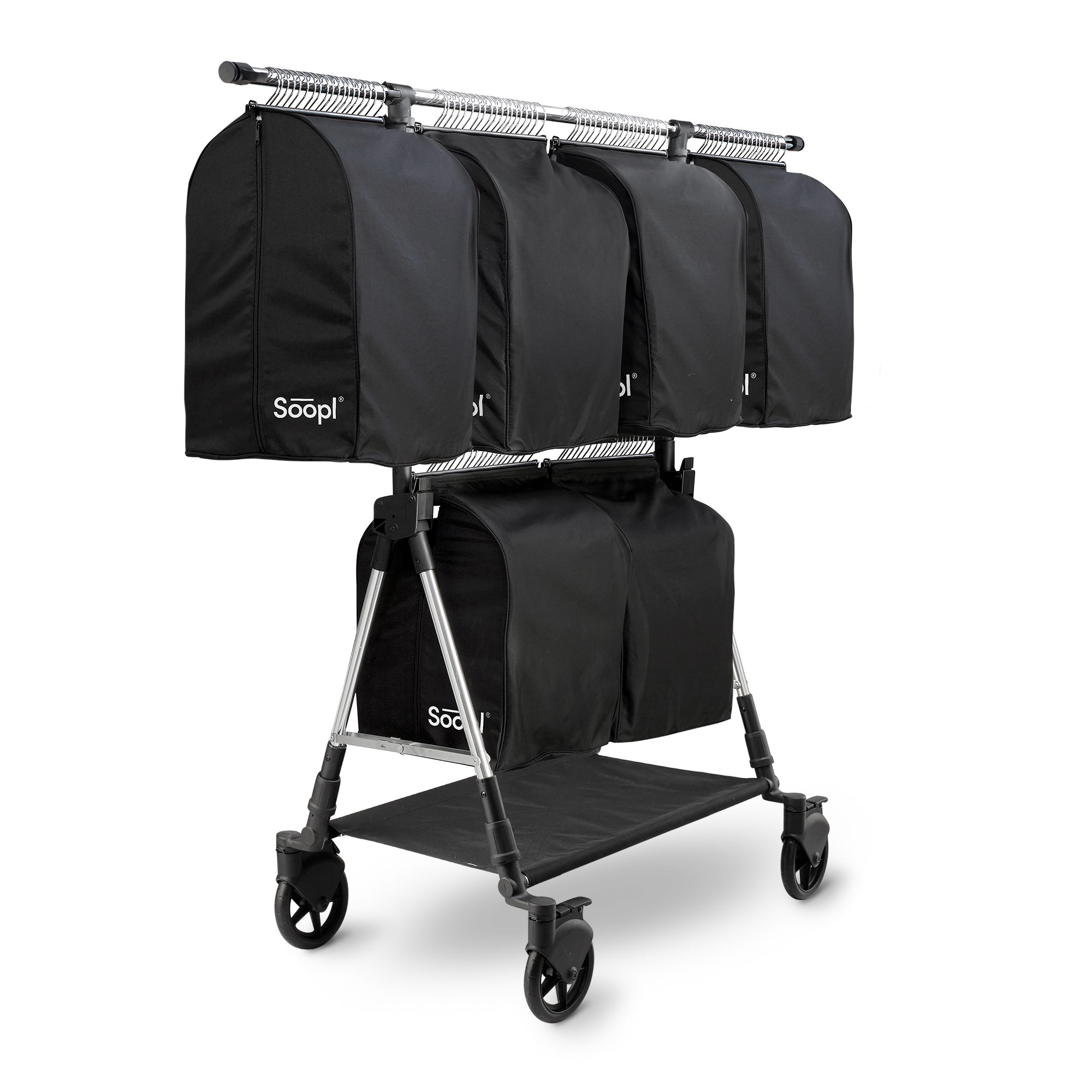 Soopl Set Small, 6 Small Soopl Fashion Bags on a Soopl Fashion Trolley.