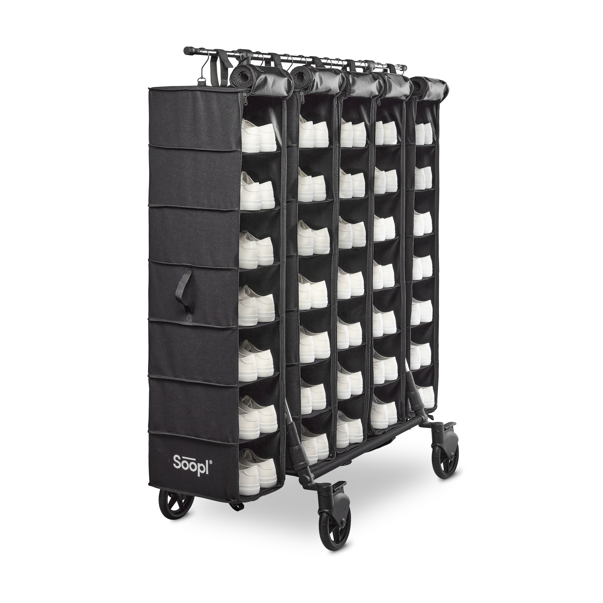 Soopl Shoebag with shoes organized for transport or display