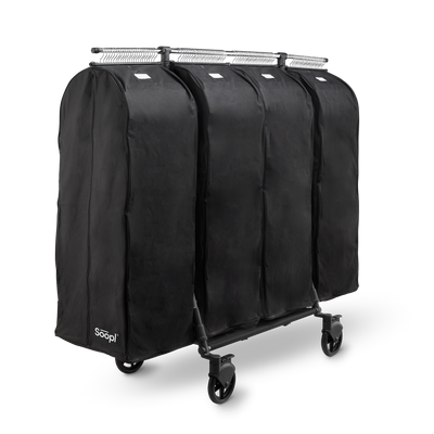 Soopl Set XL front view, 4 Soopl Fashion Bags XL and 1 Soopl Fashion Trolley. 