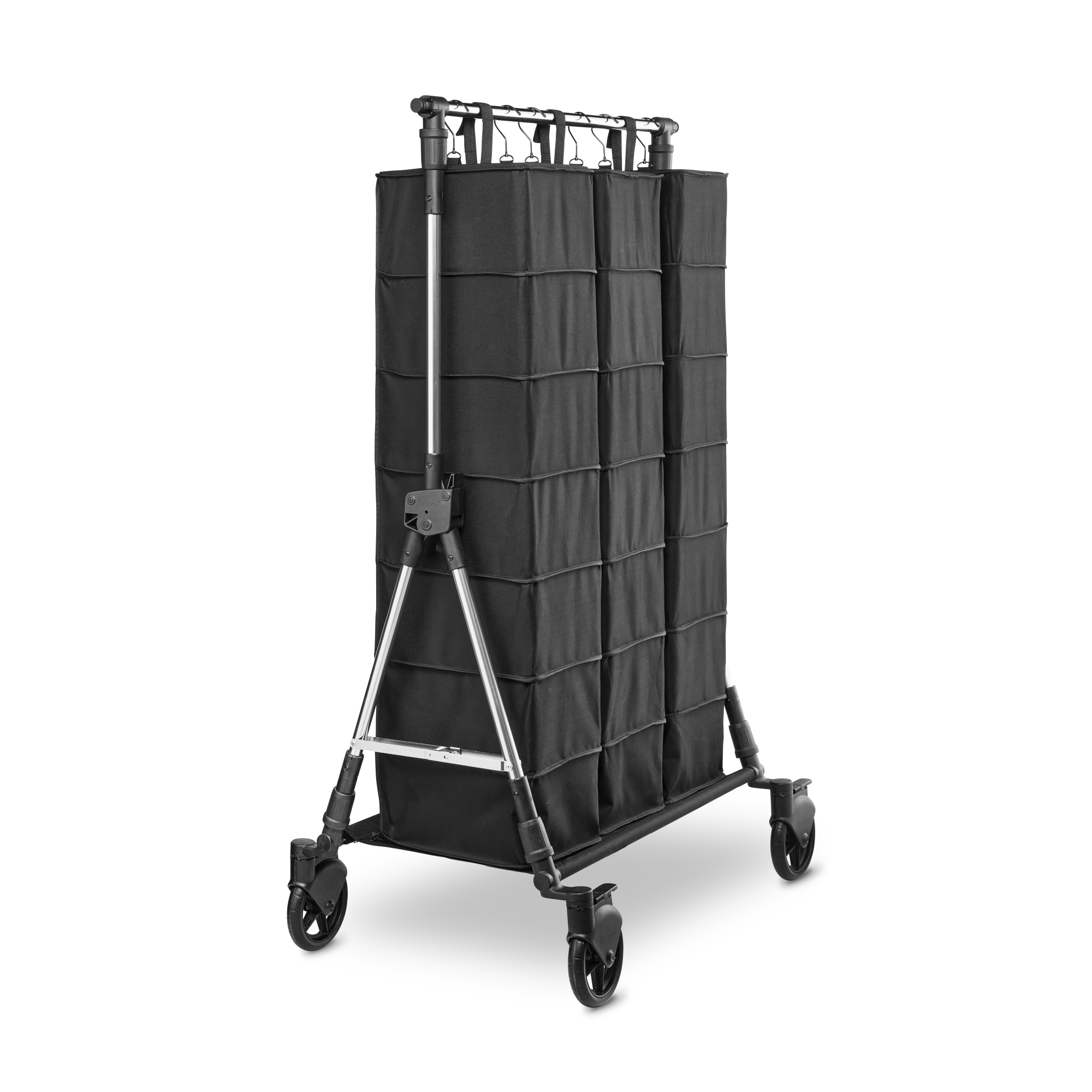 Back side of the Soopl Shoebag attached to Fashion Trolley for easy mobility
