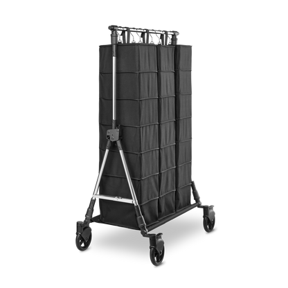 Back side of the Soopl Shoebag attached to Fashion Trolley for easy mobility